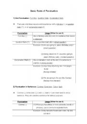 English Worksheet: Punctuation Rules