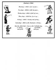 English Worksheet: Days of the week poem