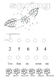 English Worksheet: spring colour and count