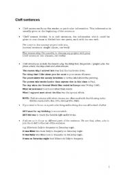 English Worksheet: Cleft Sentences (Adding Emphasis) + Exercises