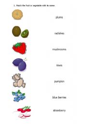 English worksheet: Fruits and vegetables