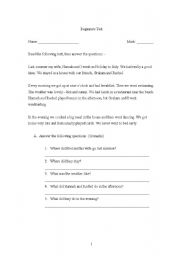 English Worksheet: newhead way test level one