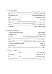 English Worksheet: past tenses