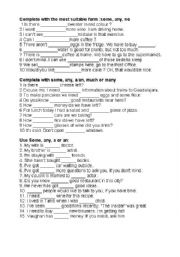 English Worksheet: Some, any, a/an, much, many