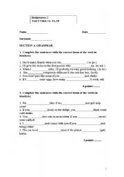 English worksheet: Grammar test for 5th graders