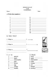 English worksheet: this that, numbers