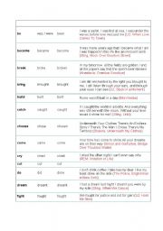English Worksheet: Irregular verbs to sing