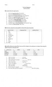 English Worksheet: Test on Comparison