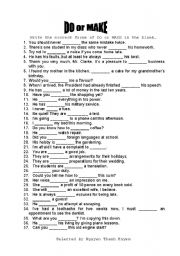 English Worksheet: Do or Make