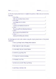 English Worksheet: Worksheet - Adverbs of Frequency / Present Tense / Present Continuous