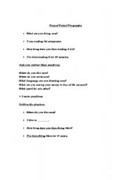 English Worksheet: Present Perfect Progressive