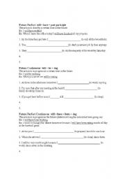 English Worksheet: Verbs- Future Perfect, Continuous