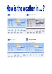 English Worksheet: Hows the Weather in...? - Part 2