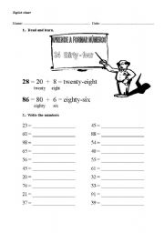English worksheet: NUMBERS 20-99
