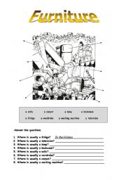 English Worksheet: Rooms and Furniture