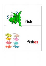 English worksheet: fish-fishes(plural  when we talk about different species)