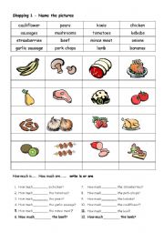 English Worksheet: Shopping food - name the items