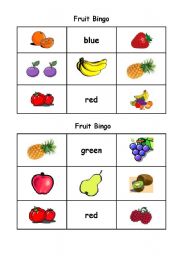 English Worksheet: fruit bingo