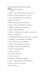 English Worksheet: animals for children