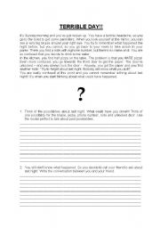 English Worksheet: TERRIBLE DAY - MODAL PERFECT