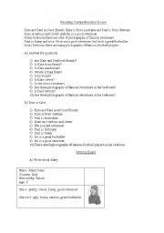 English worksheet: reading and writing