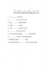 English Worksheet: To Be or Not to Be