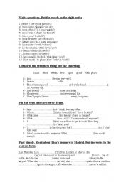 English Worksheet: EXERCISES