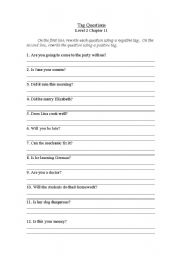 English worksheet: Positive and Negative Tag Questions