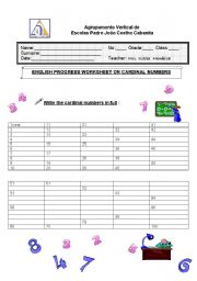 English Worksheet: Cardinal Numbers