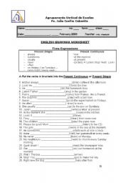 English Worksheet: Present Simple  or Present Continuous