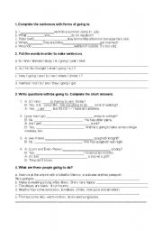 English Worksheet: Future going to exercises 