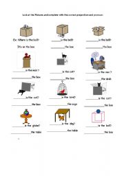 English Worksheet: prepositions :In, on under worksheet