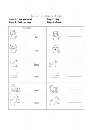 English worksheet: Animals check list