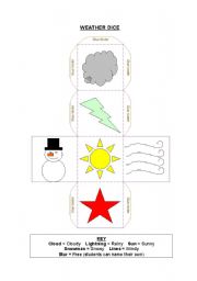 English Worksheet: Weather Dice Template