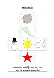 English Worksheet: Weather Dice Template