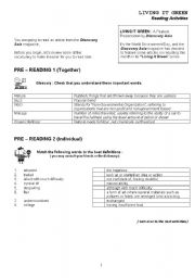 English Worksheet: Living it green - Reading Lesson