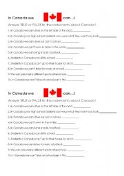 English Worksheet: In canada