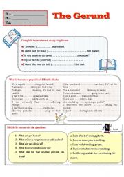 English Worksheet: GERUND and INFINITIVE