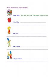 English Worksheet: sentences with to be