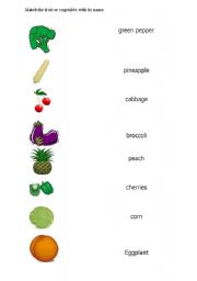 English worksheet: Matching Fruits and vegetables with its name 2