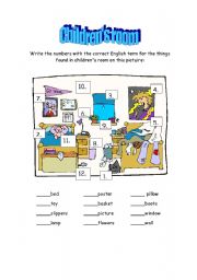 English Worksheet: CHILDRENS ROOM