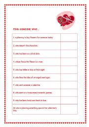 English Worksheet: Find someone who....