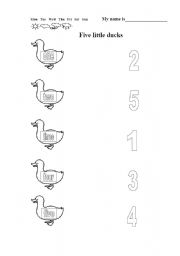 English worksheet: Five little ducks