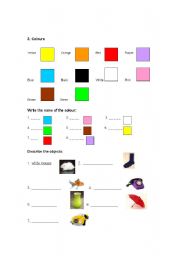 English Worksheet: Numbers and Colours