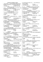 English Worksheet: modals test with answers