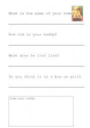 English Worksheet: My teddy is called