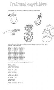 English worksheet: fruits and vegetables