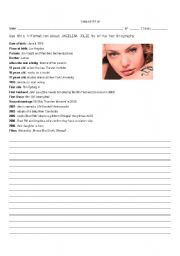 English Worksheet: writing a text about Angelina Jolie