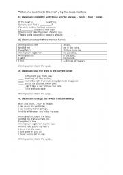 English Worksheet: When you look me in the eyes, The Jonas Brothers