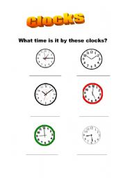 English worksheet: The clocks